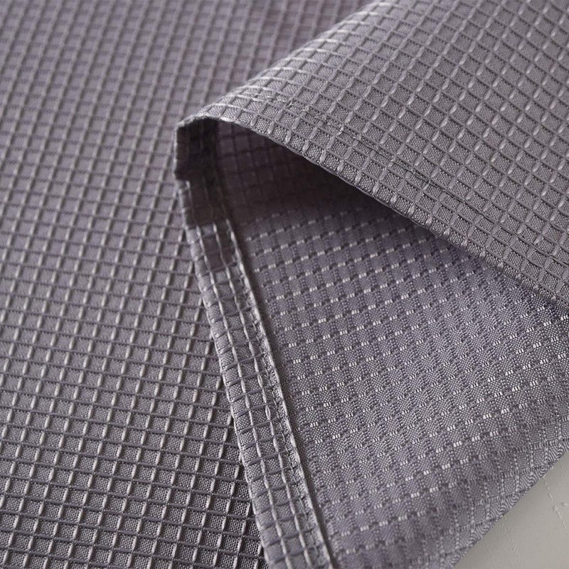 Valea Home Waffle Weave Textured Half Window Tier Curtains for Kitchen Water Repellent Window Covering Bathroom Short Curtains, 72" x 24", Grey, Set of 2 - Image 5